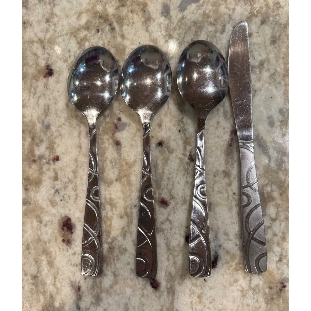 Cambridge CONQUEST Stainless Silverware Flatware 1 knife 3-larges spoons